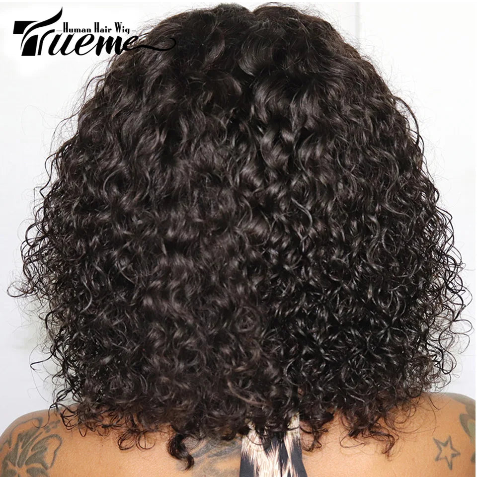 Trueme Curly Human Hair Wigs Colored Brazilian Bob