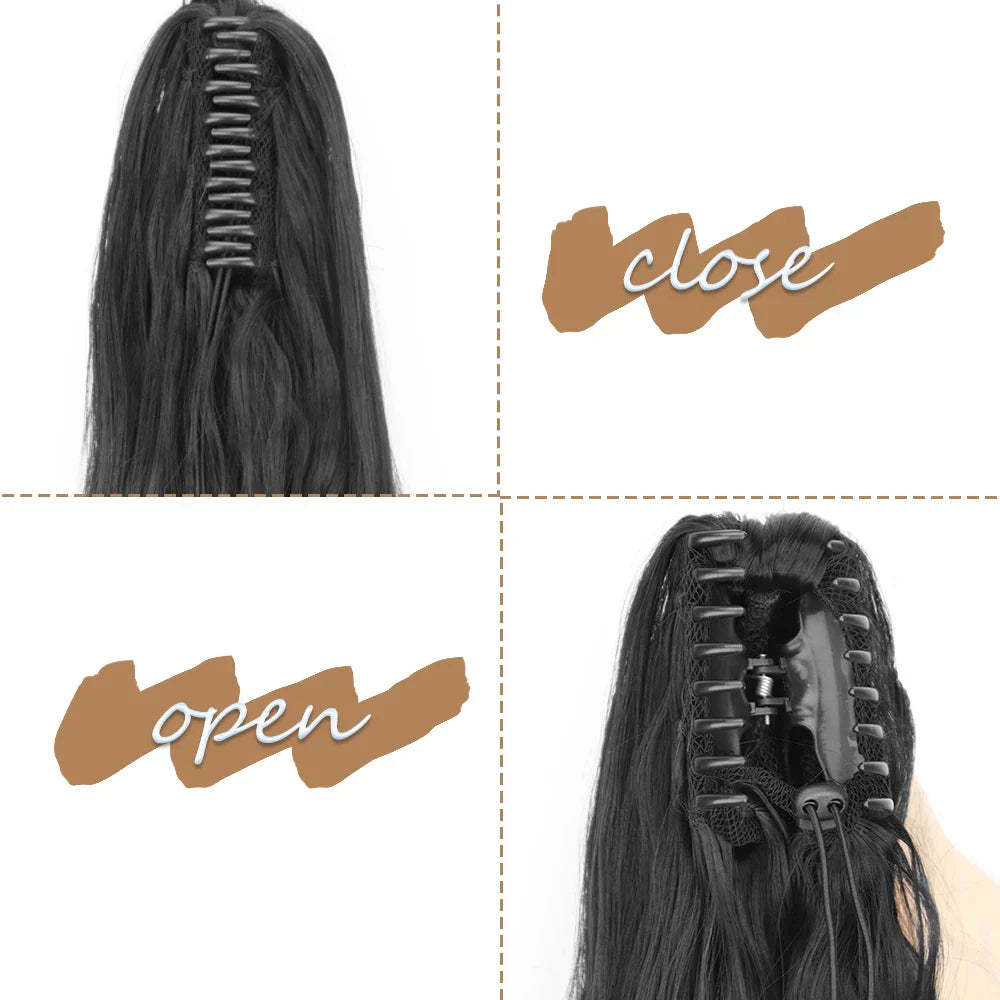 Synthetic Claw Clip On Ponytail Hair Extensions Long