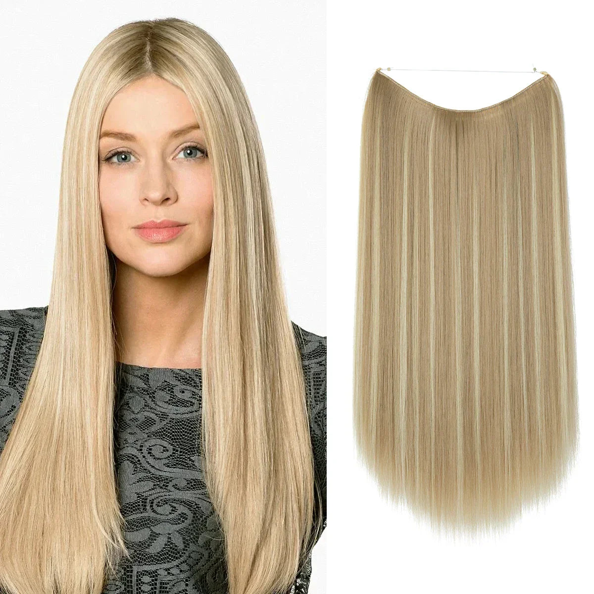 Synthetic Hair Extension No Clip Natural Hair Piece