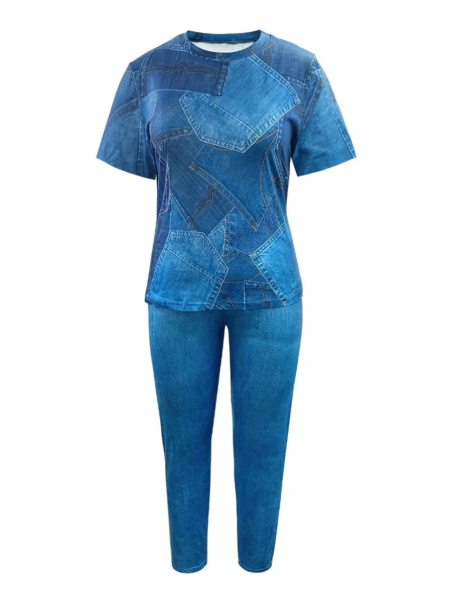 2Pcs Suit Autumn New Print Two-Piece Pants