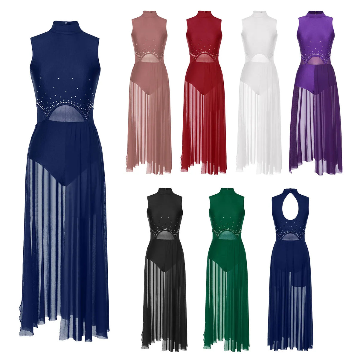 Womens Modern Lyrical Dance Dress Keyhole Sleeveless Ballet