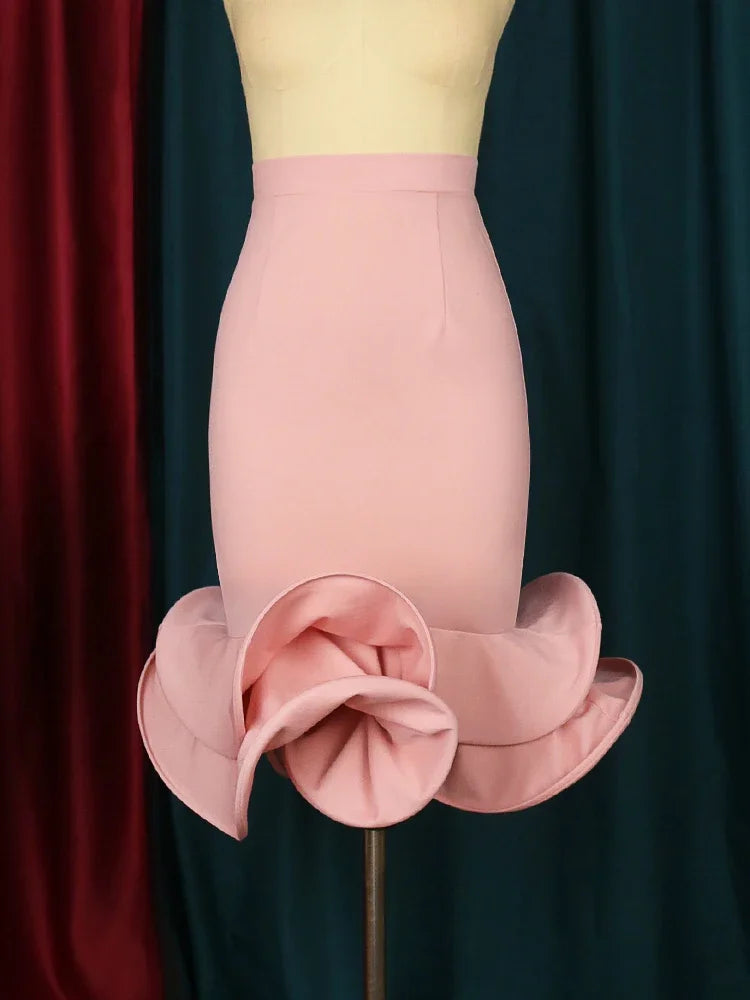 Women Mermaid Skirt High Waist Trumpet Flare Fishtail