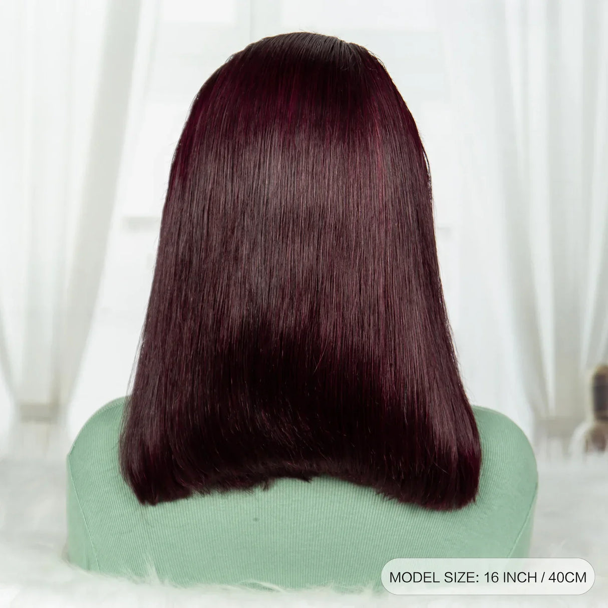 Burgundy Straight Short Wig Double Drawn