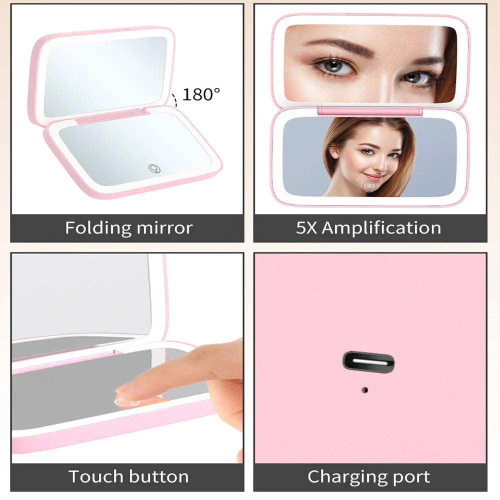Led Rechargeable Makeup Mirror With X Magnifying