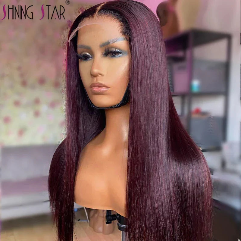 Peruvian Burgundy 13x6 Lace Front Wig - 99J Red Straight Human Hair