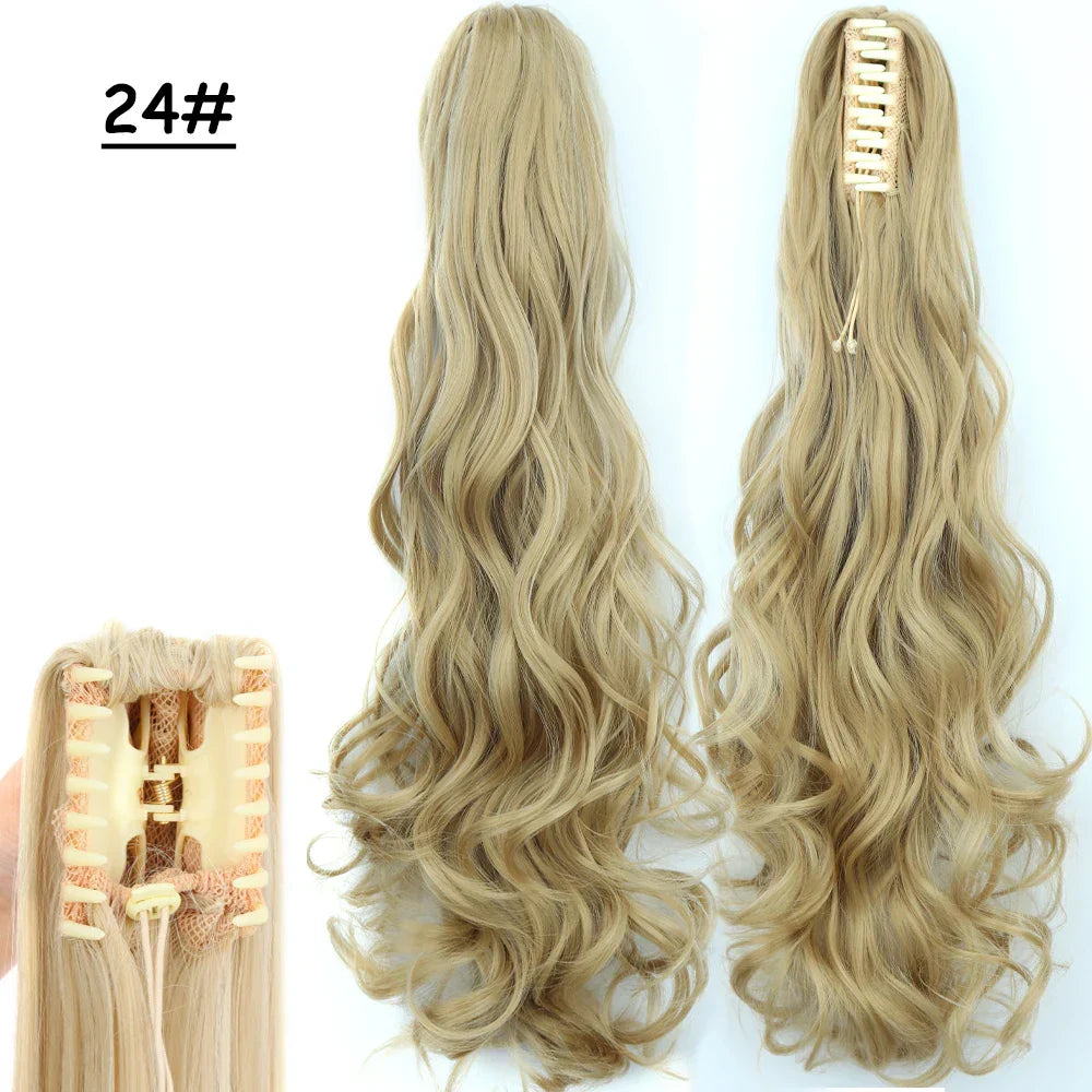 Synthetic Claw Clip On Ponytail Hair Extensions Long