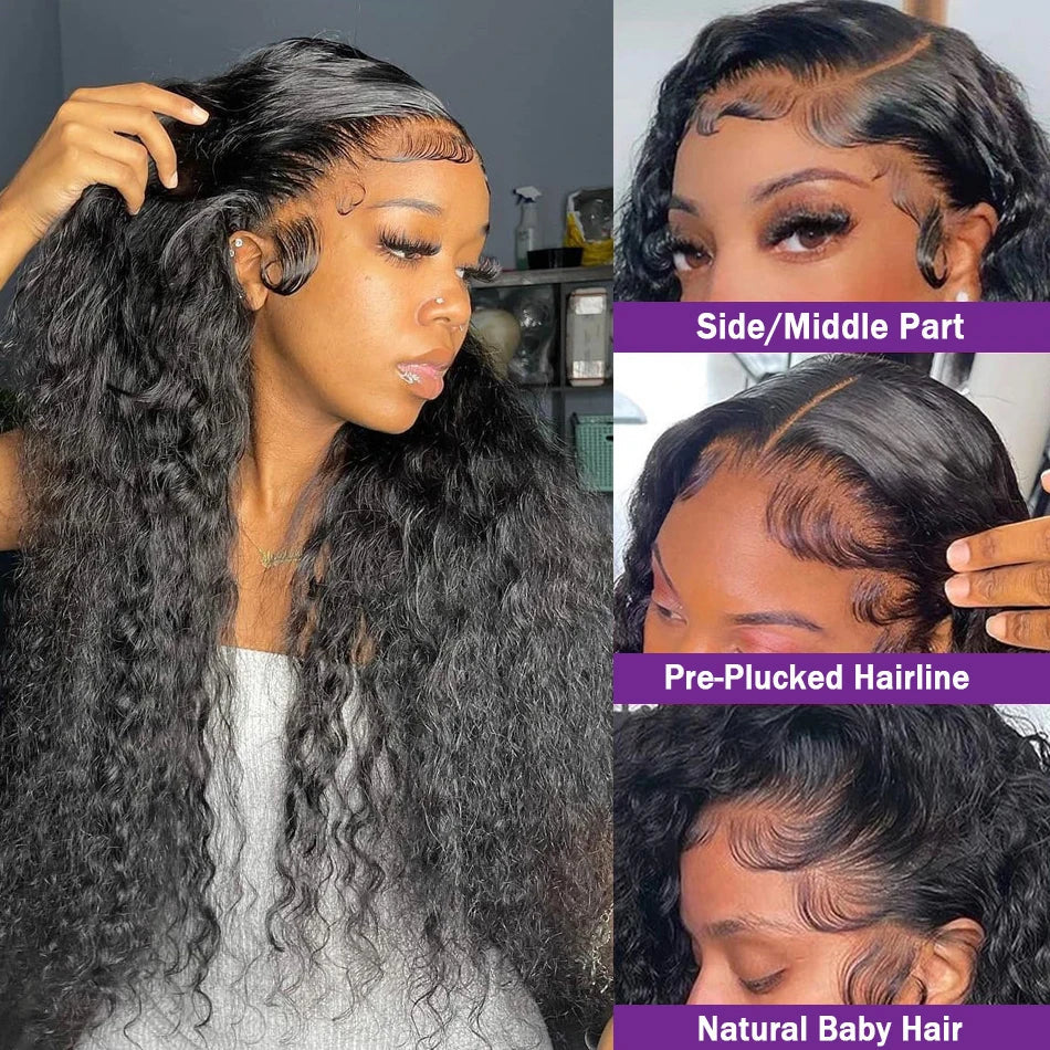 Wiggogo Human Hair X Deep Wave Frontal Wig
