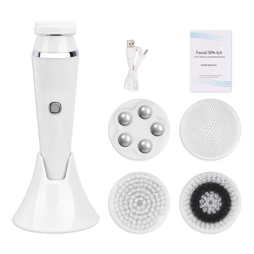 Head Electric Facial Cleansing Brush Silicone Rotating