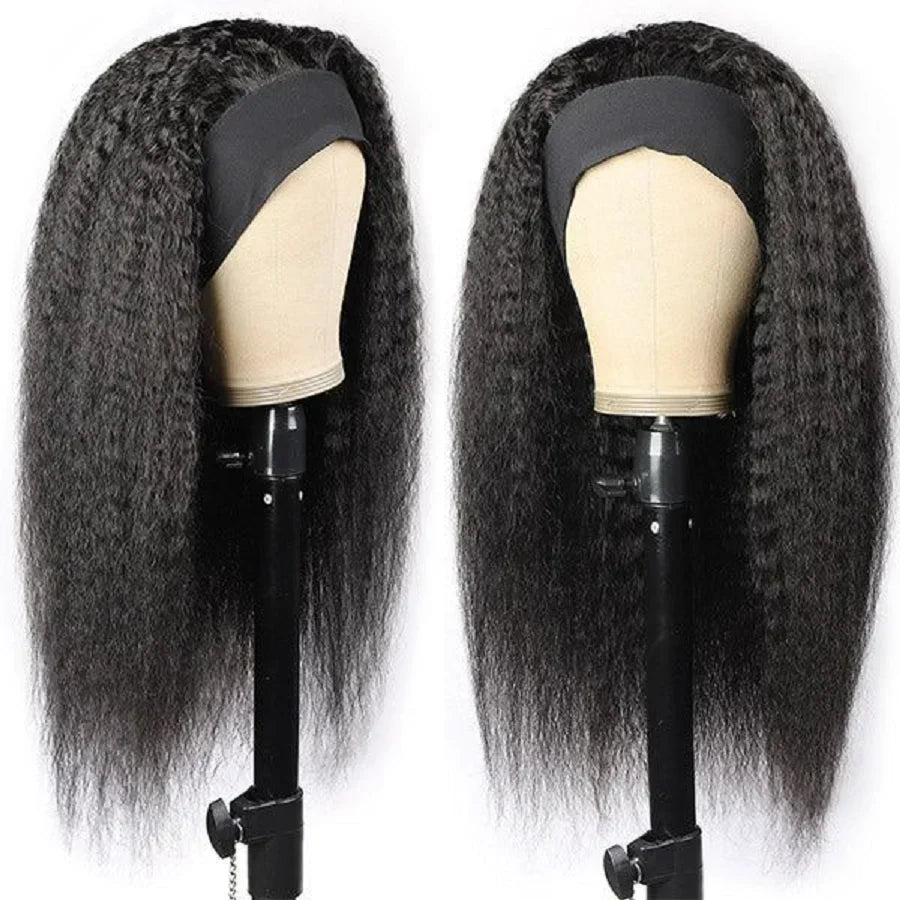 Headband Wig Human Hair Kinky Straight Human Hair