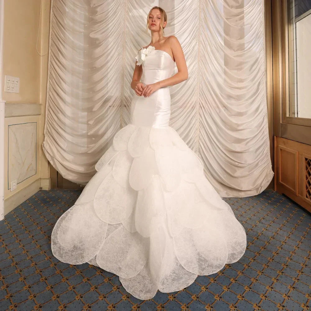 Qcenkeren Vestidos De Novia Strapless Wedding Dresses A-Line