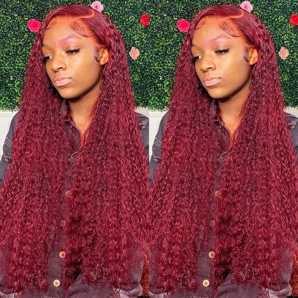 Tahikie Transparent 99J Burgundy Lace Front Human Hair