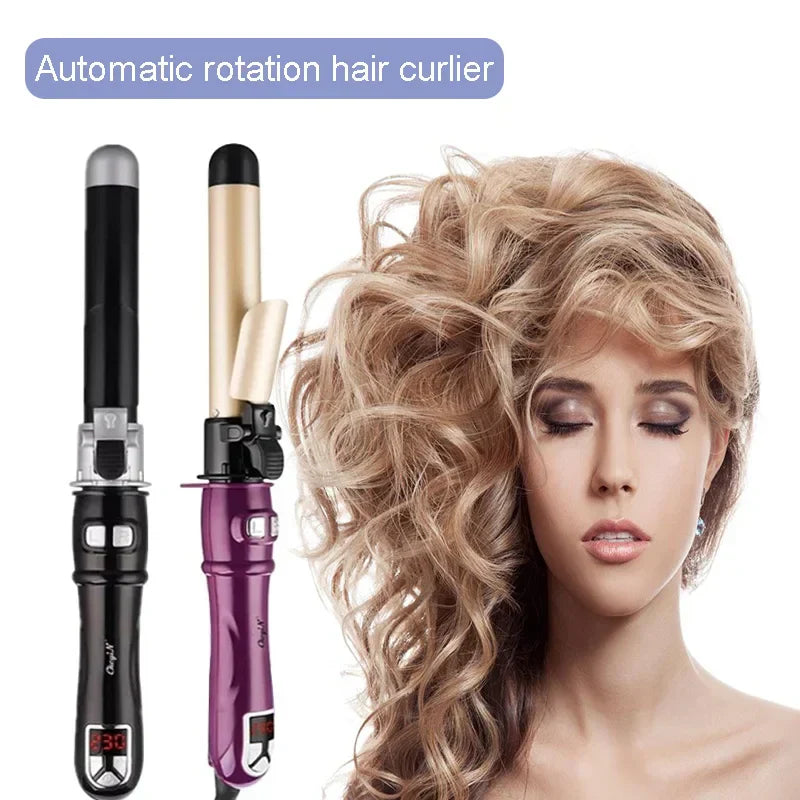 Professional Auto Rotation Electric Hair Curling Iron Lcd
