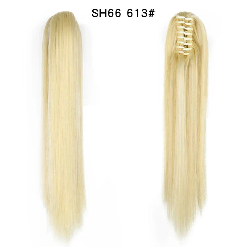 Synthetic Long Wavy Claw Clip On Ponytail Drawstring