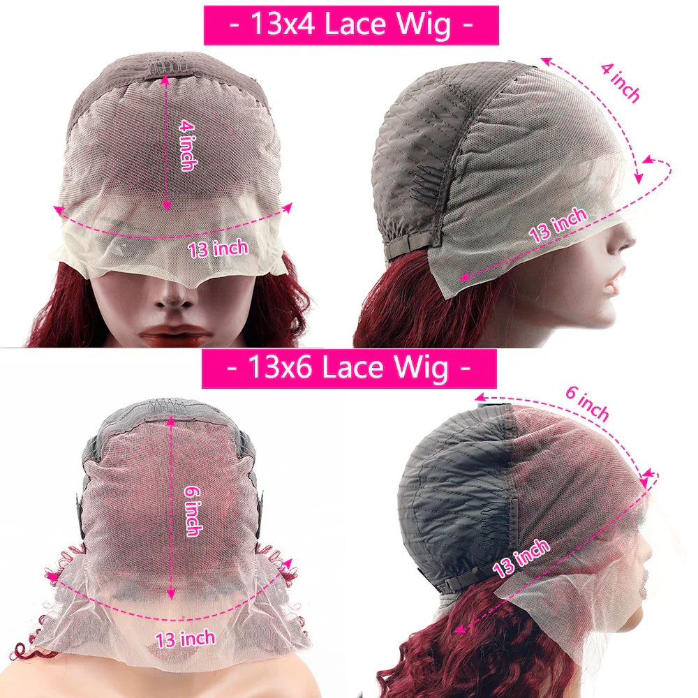 Tahikie Transparent 99J Burgundy Lace Front Human Hair