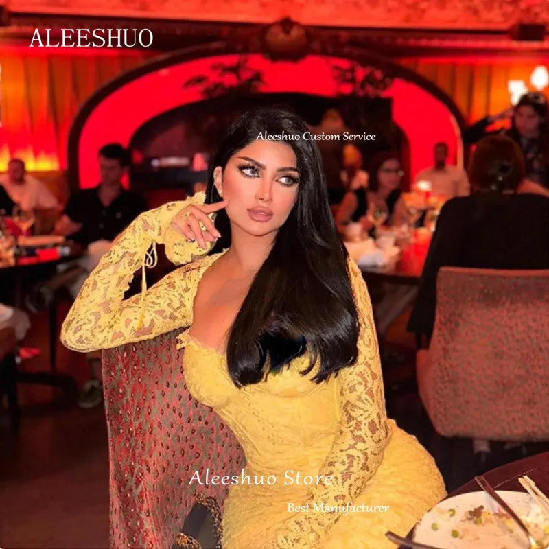 Aleeshuo Arabia Lace Mermaid Prom Dress Sheath Long