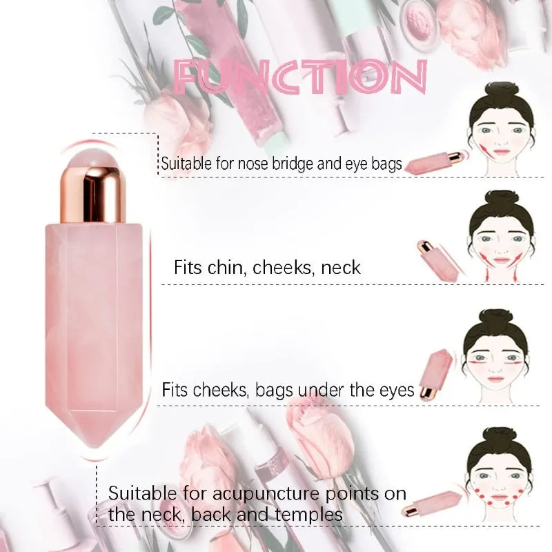 Rose Quartz Crystal Essential Oil Roll Bottle Beauty