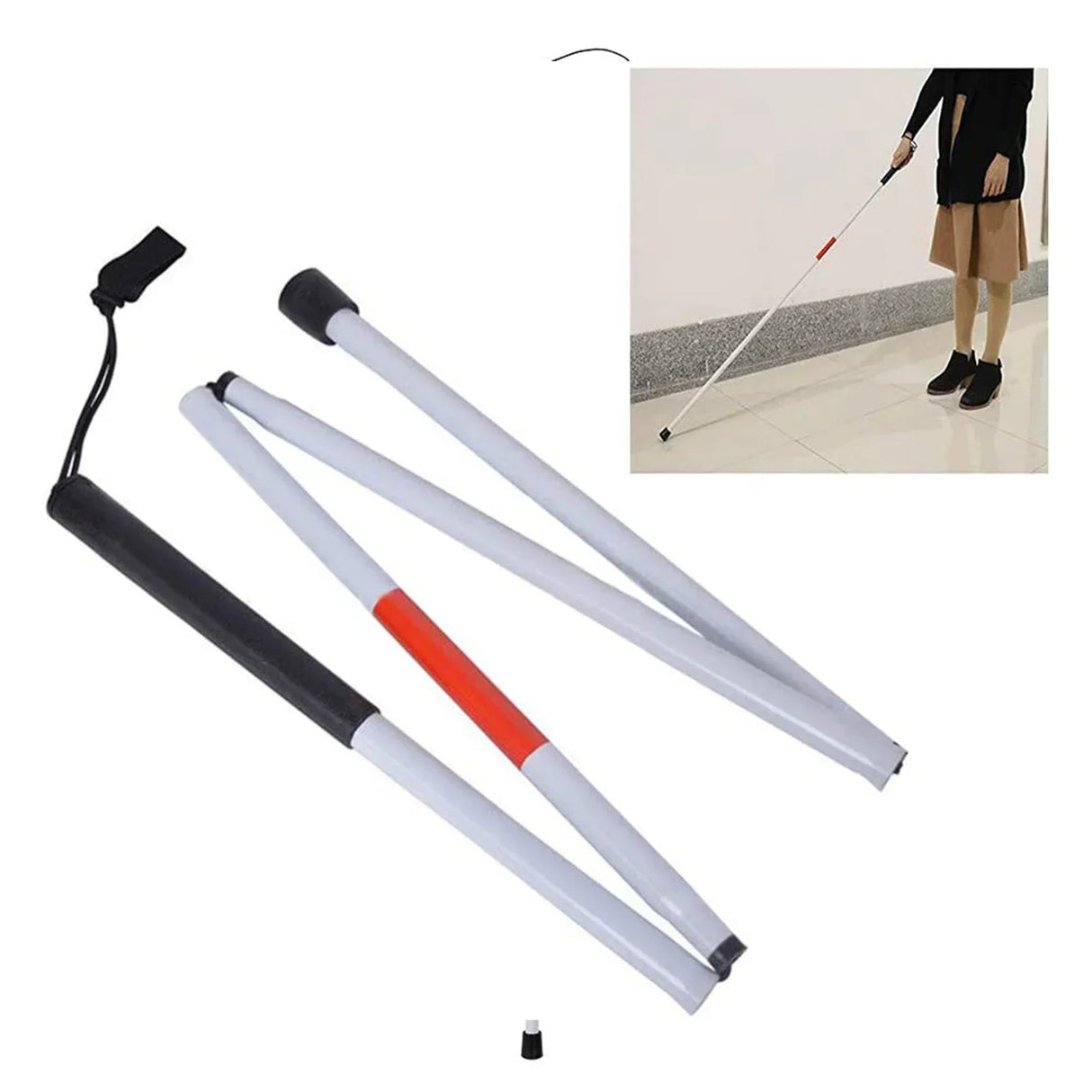 Folding Blind Cane Walking Stick Mobility & Daily