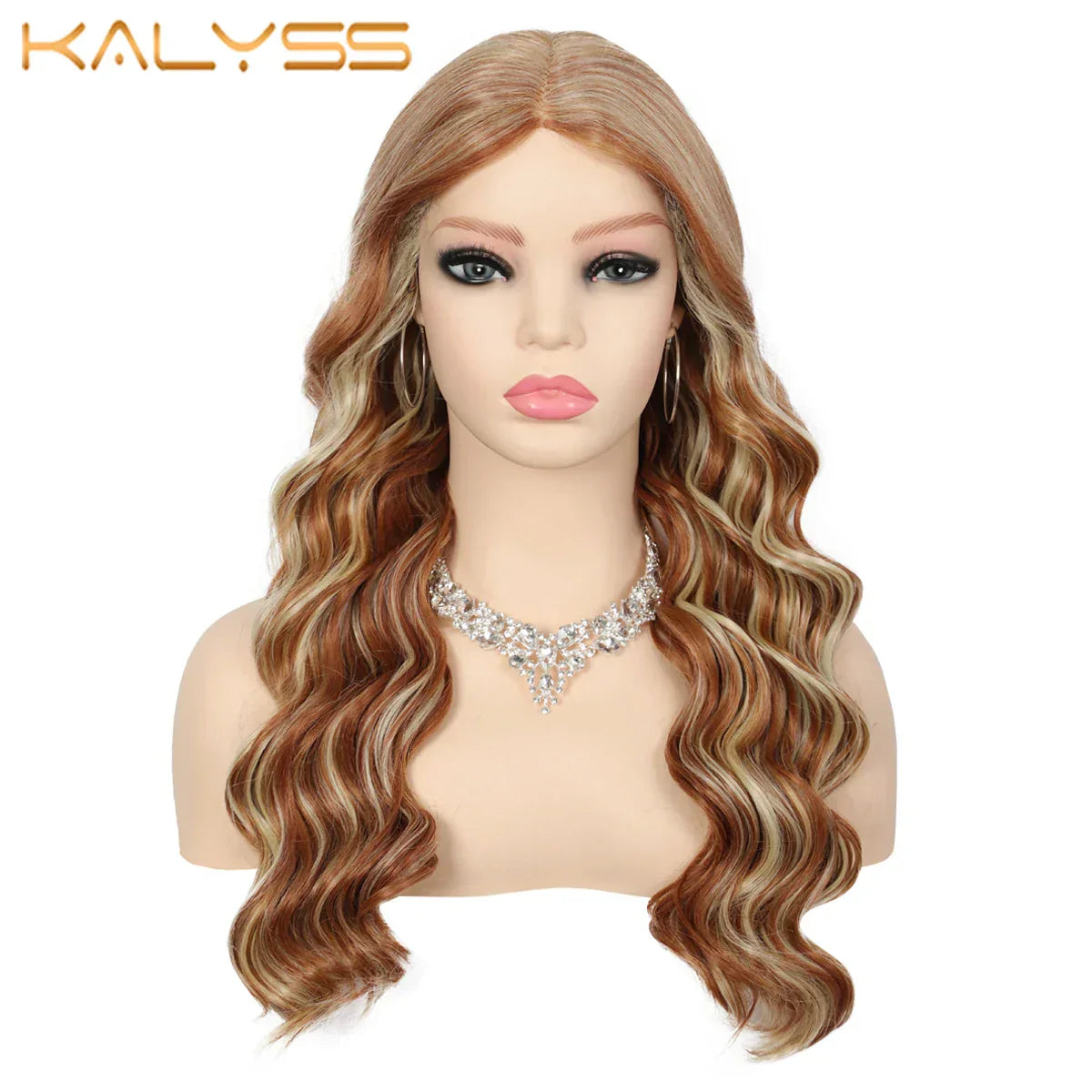 Kalyss Synthetic Inches Ombre Blonde Curly Wavy Wigs