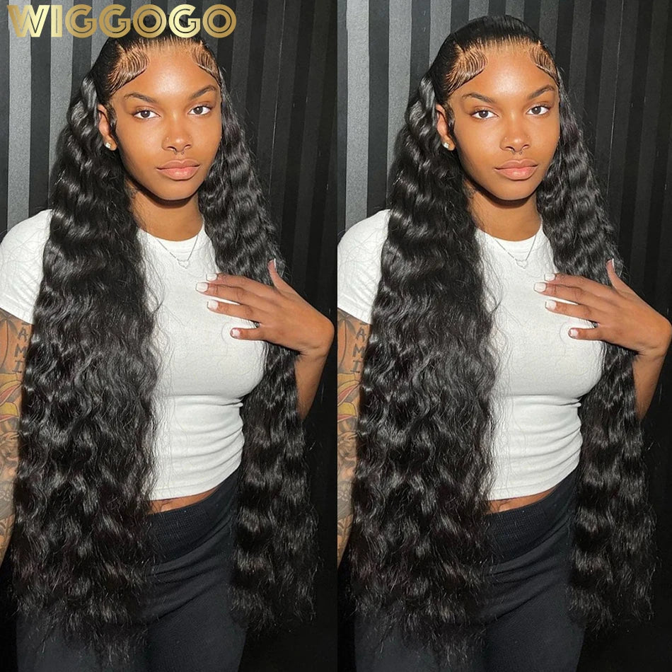 Wiggogo Human Hair X Deep Wave Frontal Wig