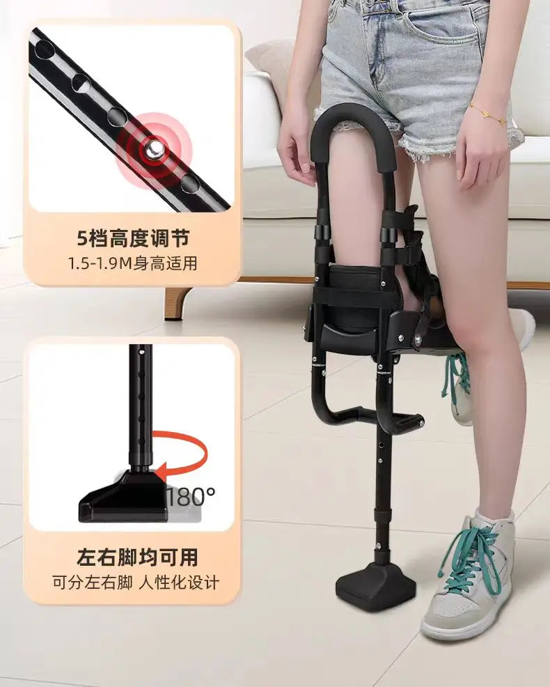 Single-Leg Telescoping Assisted Walking Stick Crutch Support-Free Knee