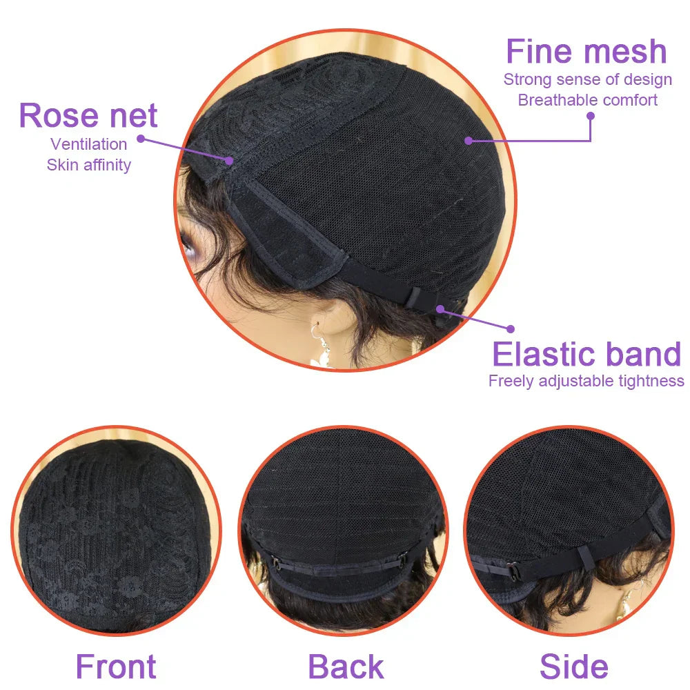 Short Finger Wave Wig Brazilian Human Hair Wig