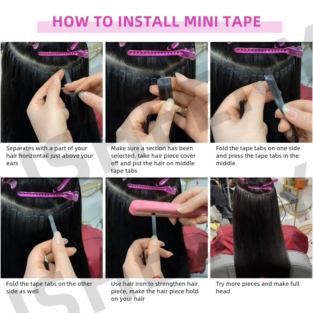 Isheeny Mini Tape Hair Extensions Machine Remy