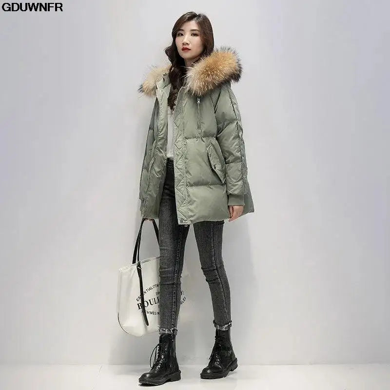 New Warm Thicken Loose Down Jacket Women Winter