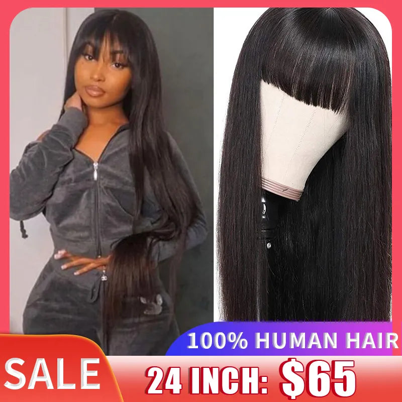 Wig With Bangs Fringe Wigs Human Hair Wig