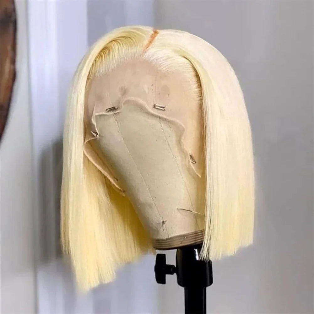 Blonde Bob Wigs Straight Short Human Hair Hd