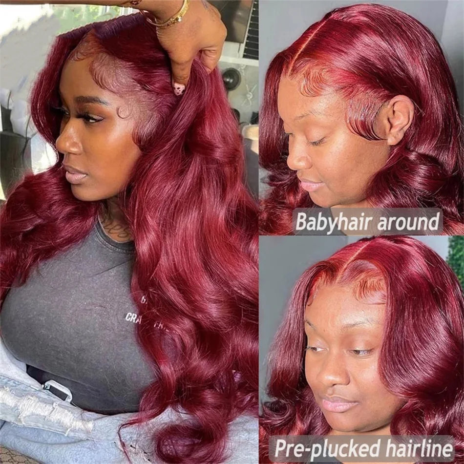 Burgundy Lace Front Human Hair Wig