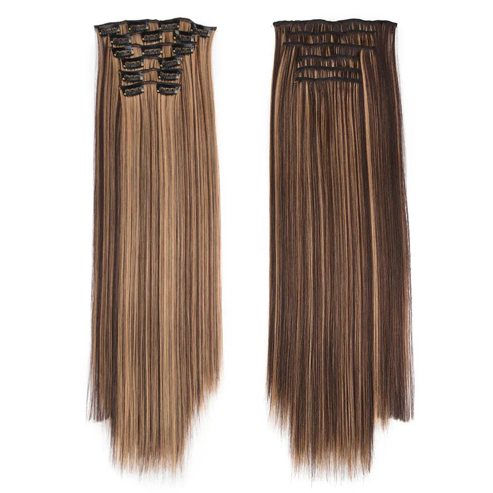 Synthetic Clip In Hair Extensions Pcs/Set Clips Long