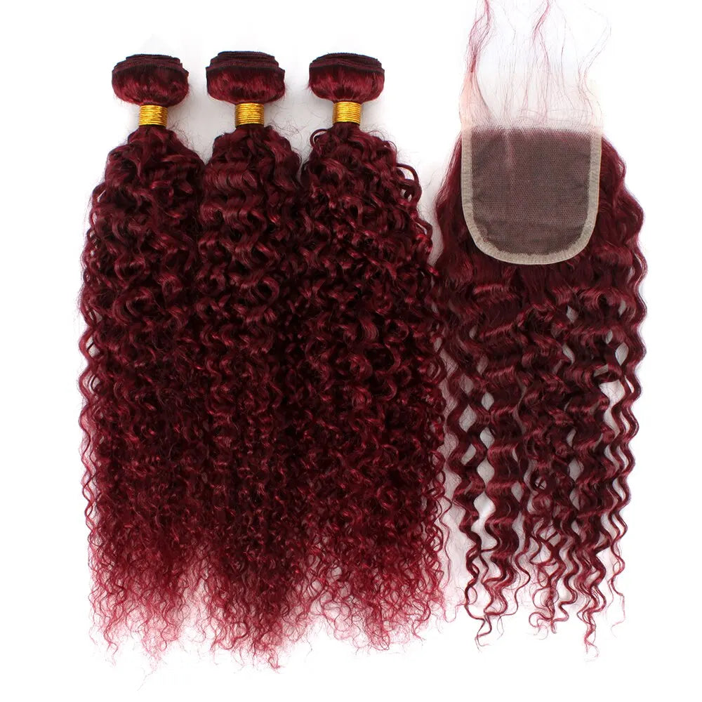 Deep Wave Curly J Burgundy X Lace Front