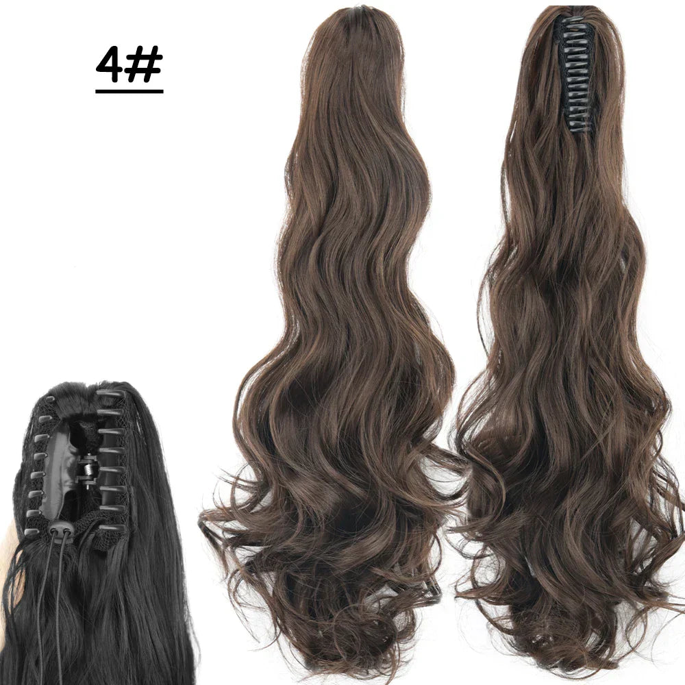 Synthetic Claw Clip On Ponytail Hair Extensions Long