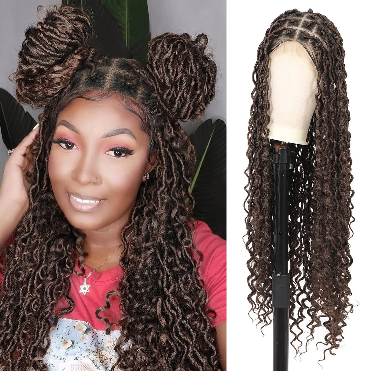 Kalyss Square Knotless Locs Briaded Wigs Full