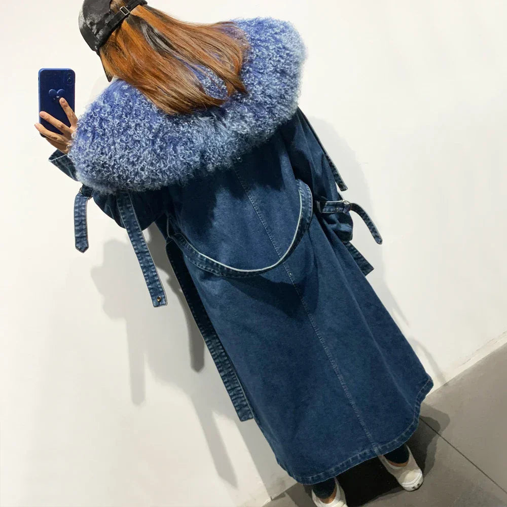 Denim Coat Long New Coming Denim Windbreak Long
