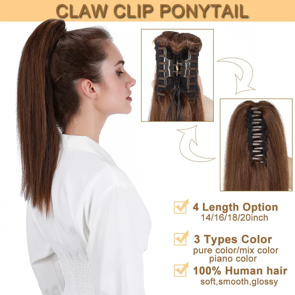S-Noilite Ponytail Human Hair -Inches Claw Clip In