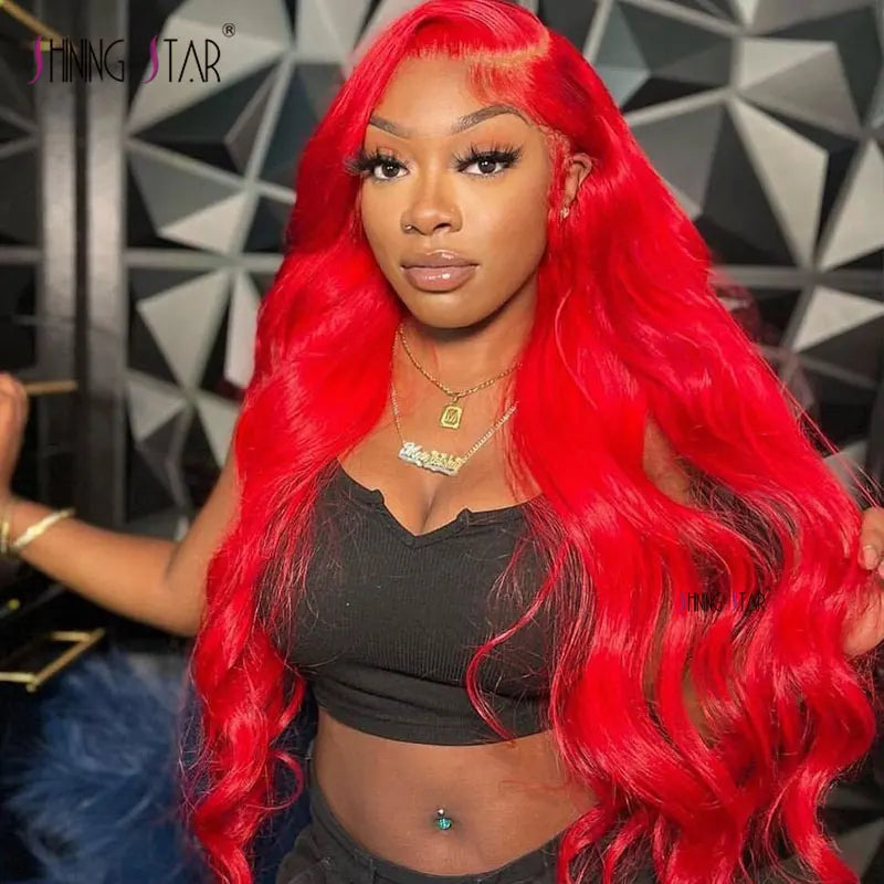 Hd Lace Frontal Human Hair Wigs Red