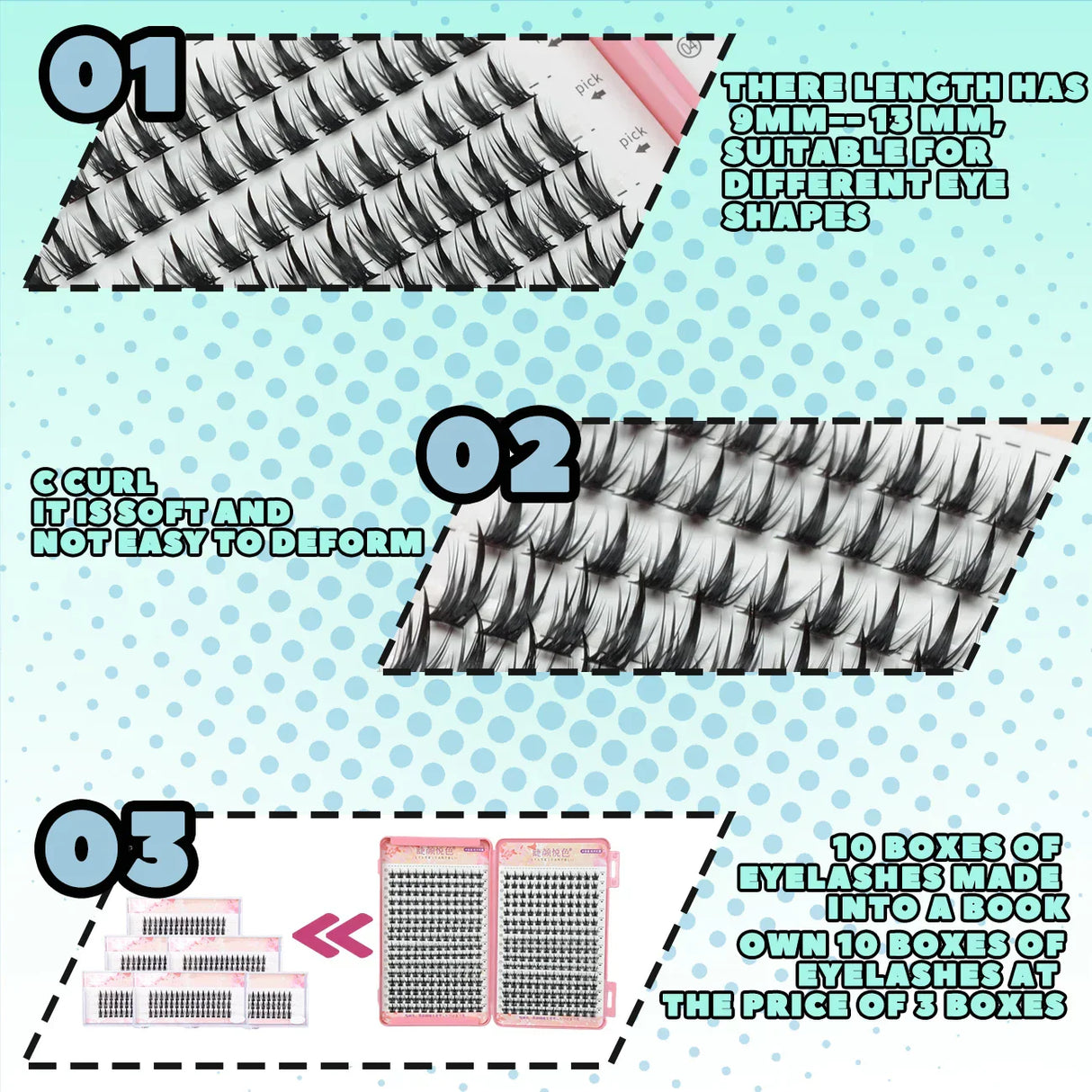 Fake Eyelashes Clusters Individual Lashes Mixed Length