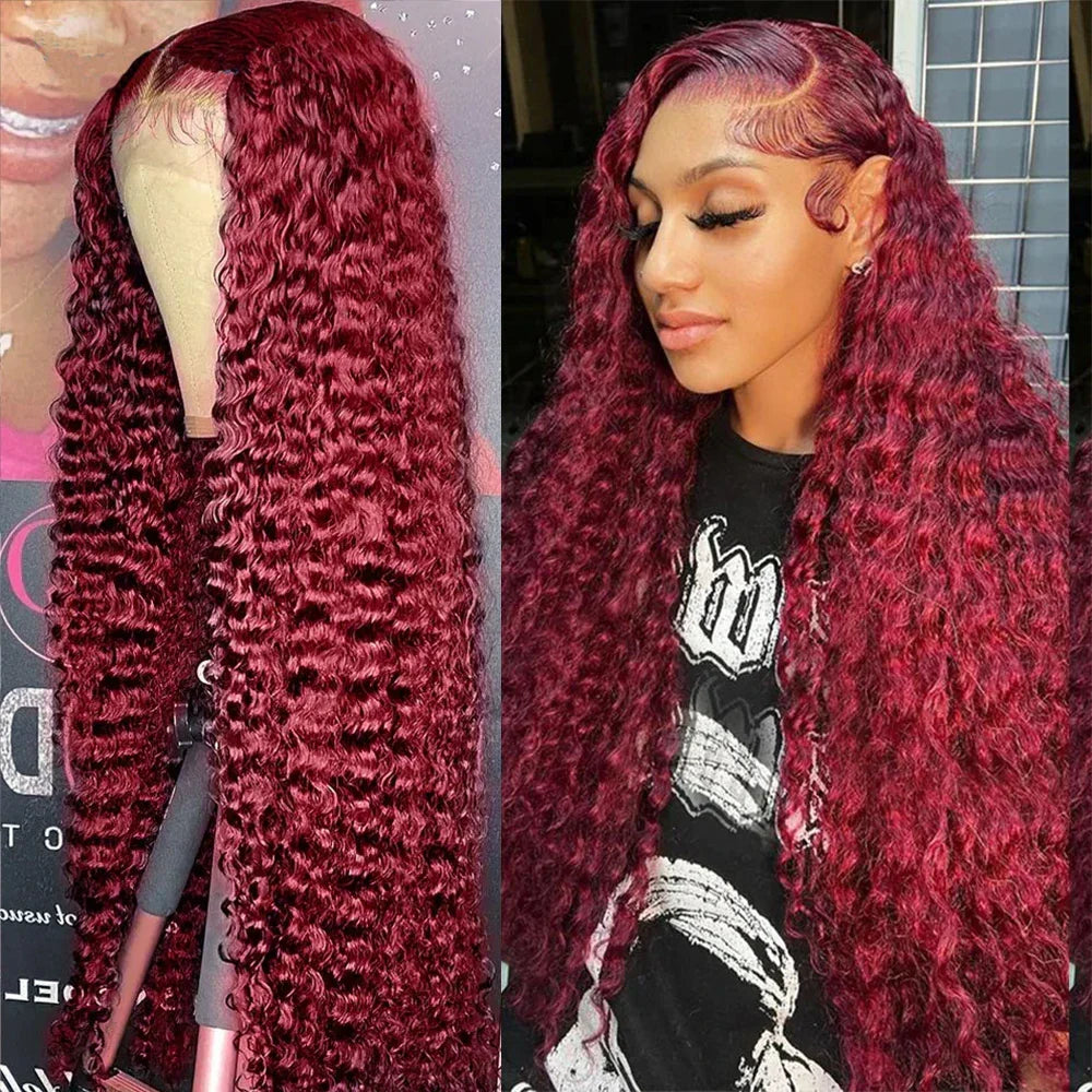 Burgundy Lace Front Human Hair Wig Loose