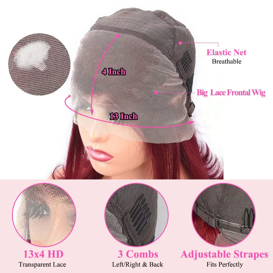 Density Short Burgundy Red Kinky Curly Bob Wig