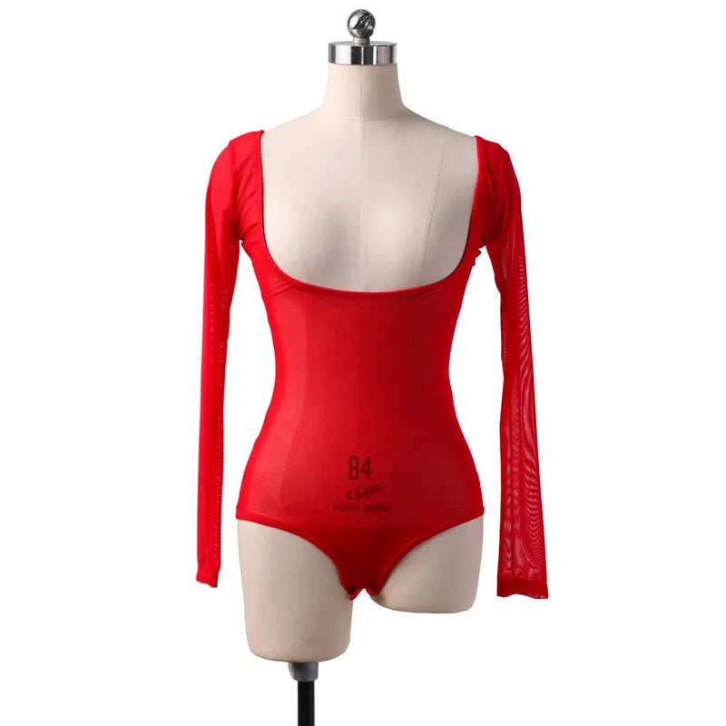 Long Sleeve Bodycon Gauze Top Sheer Pure Mesh