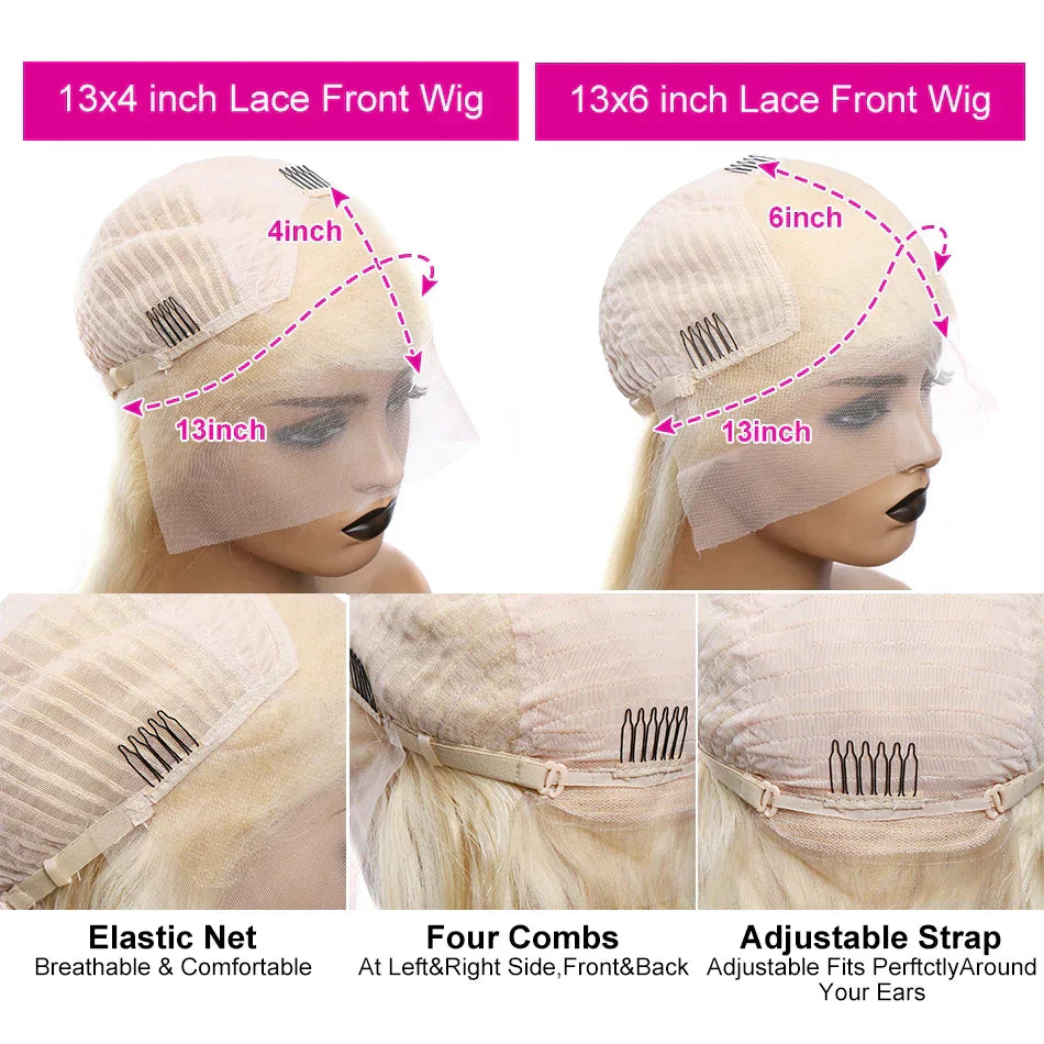 Straight  Blonde Lace Front Wig Human