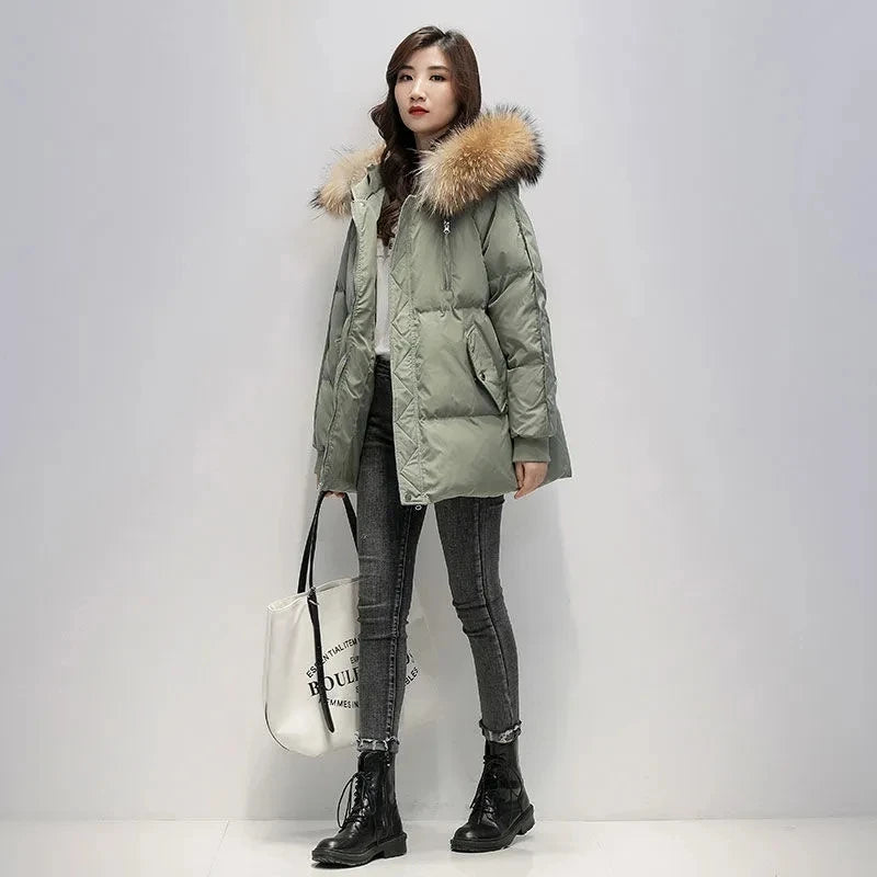 New Warm Thicken Loose Down Jacket Women Winter
