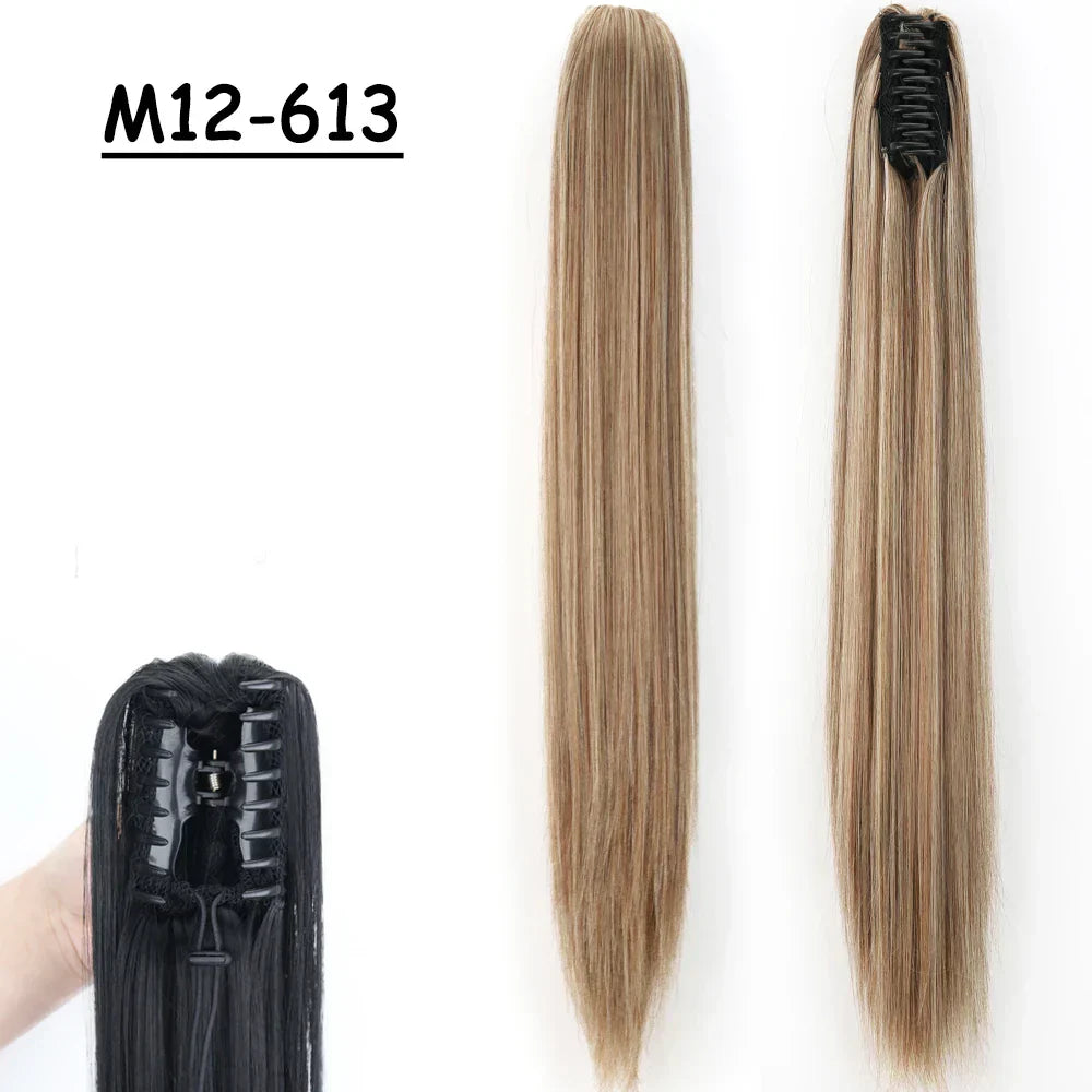 Synthetic Claw Clip On Ponytail Hair Extensions Long