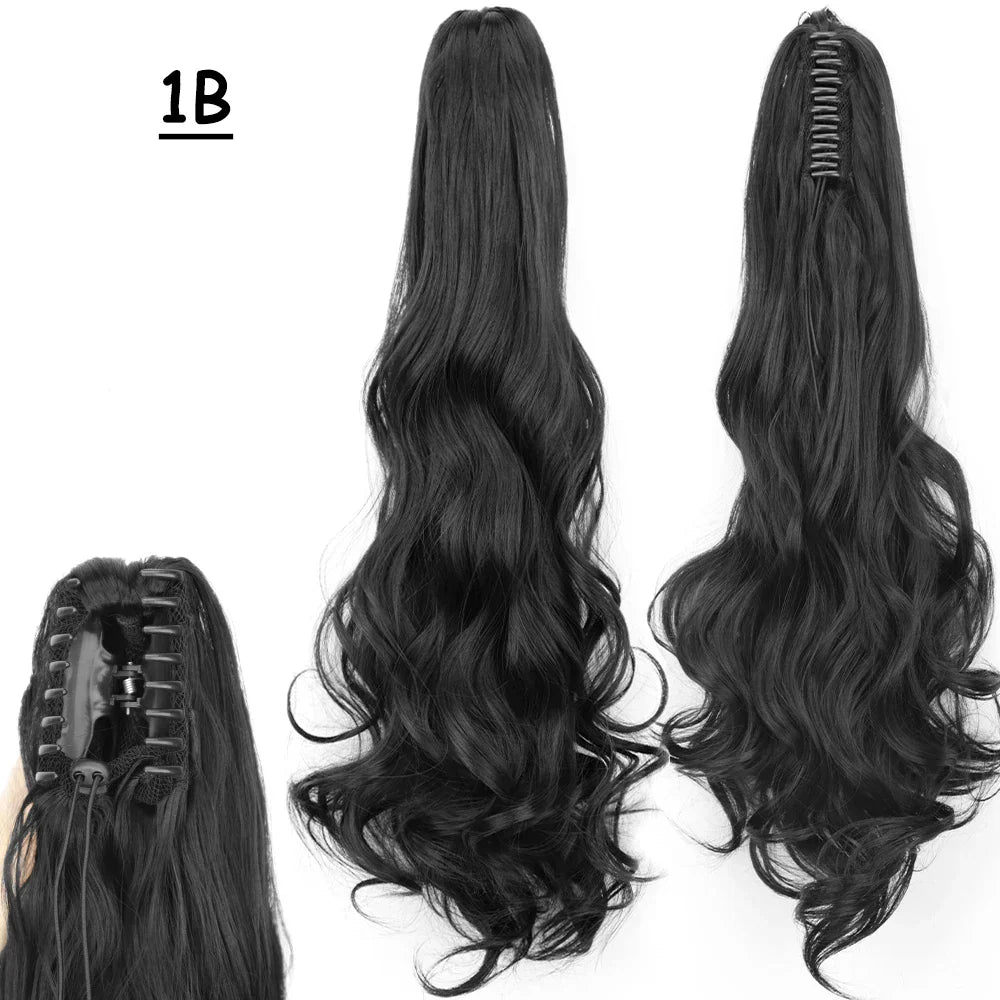 Synthetic Claw Clip On Ponytail Hair Extensions Long
