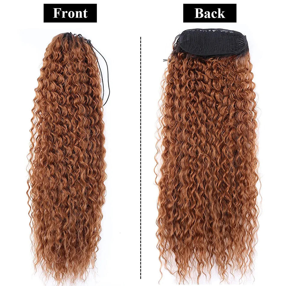 Long Curly Ponytail Synthetic Drawstring Ponytail Extensions Clip