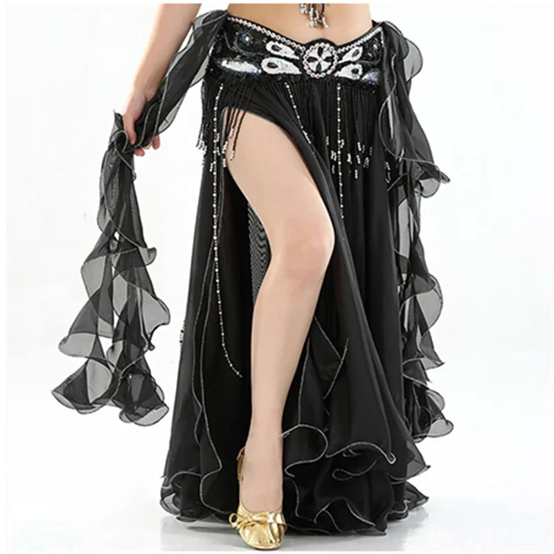 New Belly Dancing Skirt Woman Chiffon Split Sexy