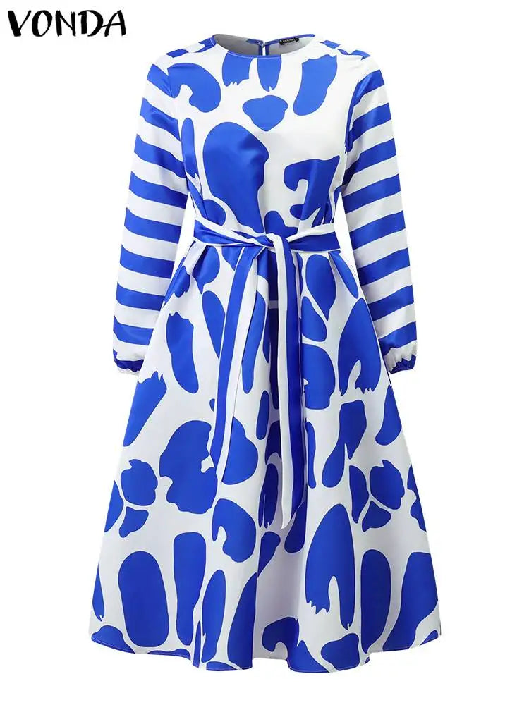 Vonda Women Elegant Party Dress Autumn Long