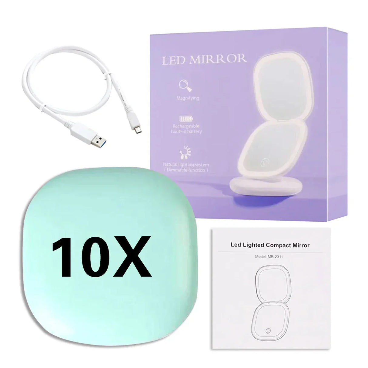 Mini Compact Led Makeup Mirror With Light X