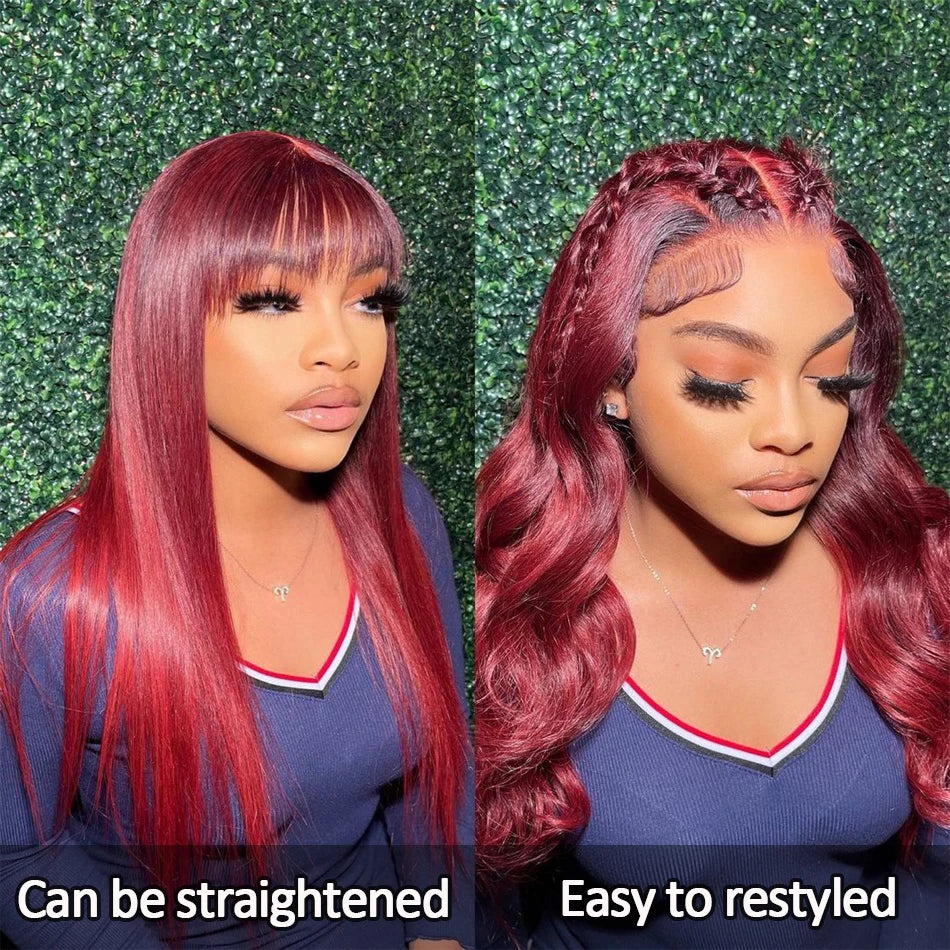 Burgundy Lace Front Human Hair Wig